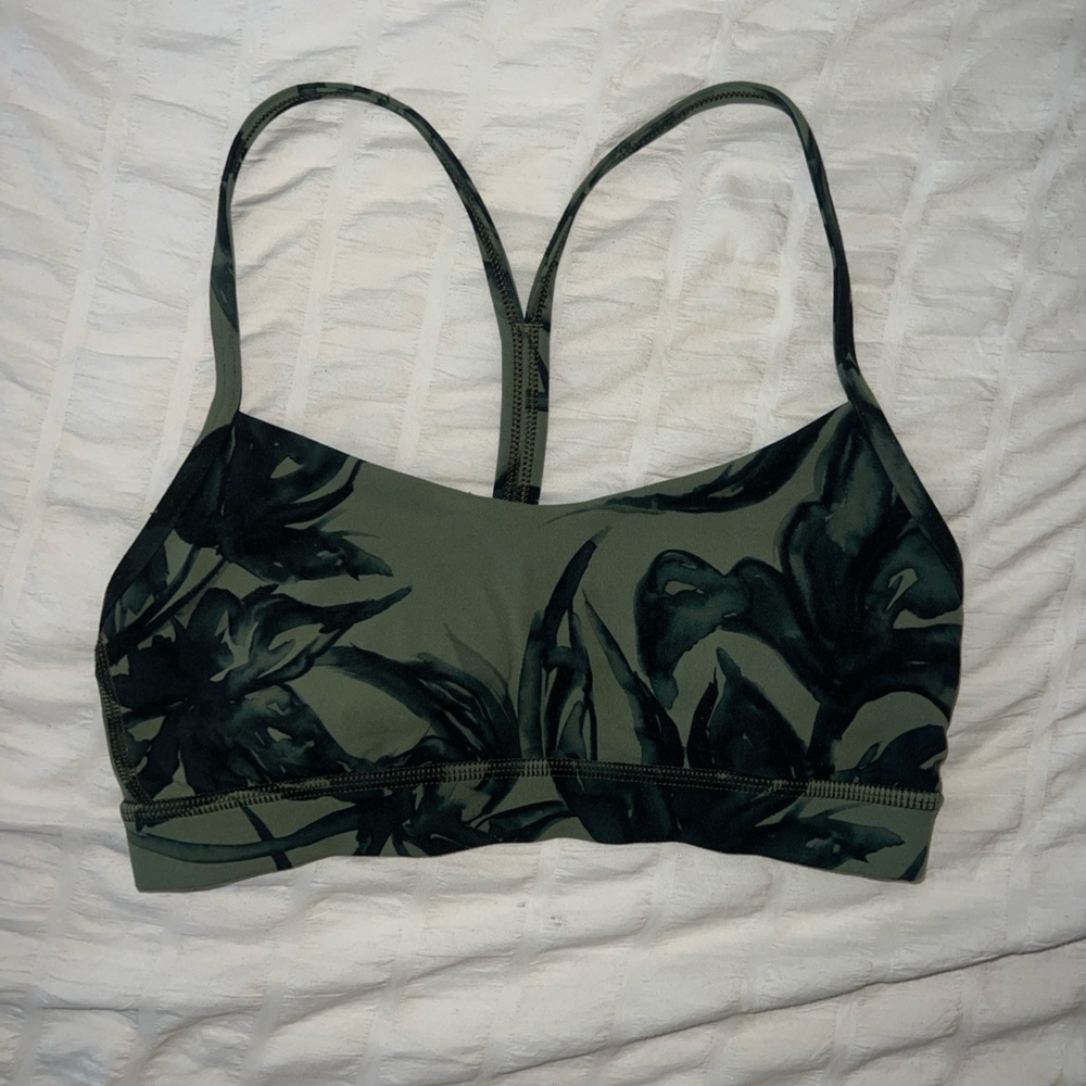 lululemon flow Y nulu floral Green Sports Bra (A-C cup)